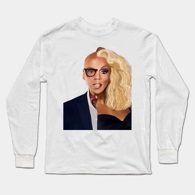 Rupaul Illustration Long Sleeve T-Shirt by AngelaGutierrezGraphicDesign